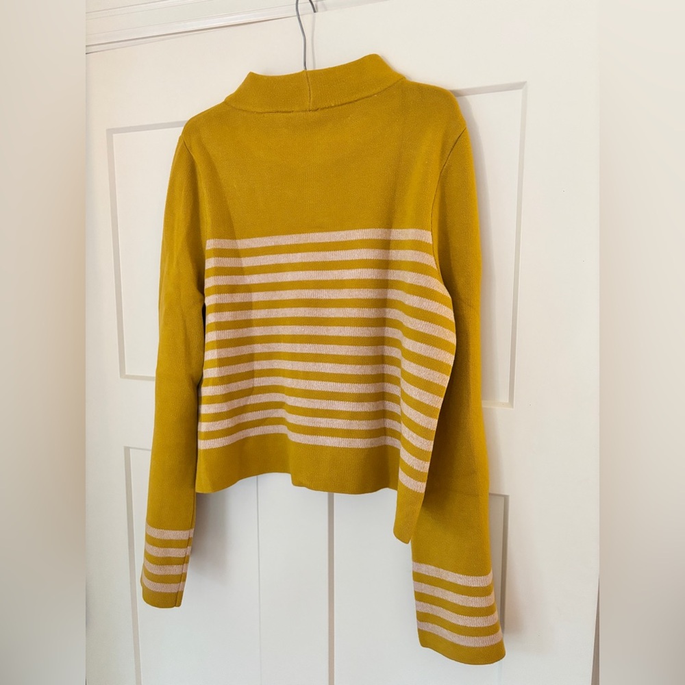 Moth by Anthropologie mustard yellow striped mock turtleneck sweater - Picture 5 of 7